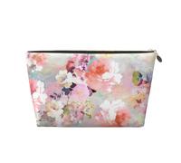 DITXIT Gudetama - Bonita bolsa de cosméticos de viaje, organizador de maquillaje, bolsa de aseo con cremallera, monedero para mujeres y niñas, Patrón de flores rosas en acuarela, Talla única