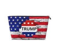 DITXIT Gudetama - Bonita bolsa de cosméticos de viaje, organizador de maquillaje, bolsa de aseo con cremallera, monedero para mujeres y niñas, bandera estadounidense de trump, Talla única