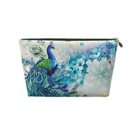 DITXIT Gudetama - Bonita bolsa de cosméticos de viaje, organizador de maquillaje, bolsa de aseo con cremallera, monedero para mujeres y niñas, Pavos reales y flores, Talla única