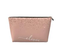 DITXIT Gudetama - Bonita bolsa de cosméticos de viaje, organizador de maquillaje, bolsa de aseo con cremallera, monedero para mujeres y niñas, Rubor rosa dorado rosa con purpurina, Talla única