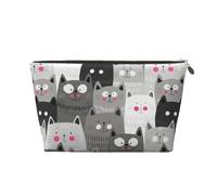 DITXIT Gudetama - Bonita bolsa de cosméticos de viaje, organizador de maquillaje, bolsa de aseo con cremallera, monedero para mujeres y niñas, multicolor/fantasía (Cat Pattern), Talla única