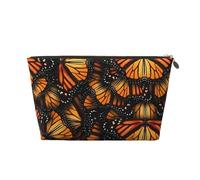 DITXIT Gudetama - Bonita bolsa de cosméticos de viaje, organizador de maquillaje, bolsa de aseo con cremallera, monedero para mujeres y niñas, Mariposas monarca naranja, Talla única
