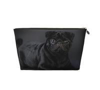 DITXIT Gudetama - Bonita bolsa de cosméticos de viaje, organizador de maquillaje, bolsa de aseo con cremallera, monedero para mujeres y niñas, negro (Black Pug), Talla única