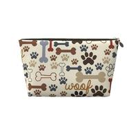 DITXIT Gudetama - Bonita bolsa de cosméticos de viaje, organizador de maquillaje, bolsa de aseo con cremallera, monedero para mujeres y niñas, Huesos con huellas de perro, Talla única