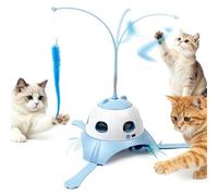 DIUDIUCAT - Juguete automático 3 en 1 para gatos, juguetes interactivos para gatos de interior con cola giratoria de 360°, golpear un topo y pluma giratoria, recargable por USB, activación táctil