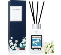 DIUFJAG Jazmín Blanco Difusor de Aroma con 8 Varillas,120ml,Ambientador Difusor de Aceites Esenciales para Dormitorio,Oficina,Baño,Estantería