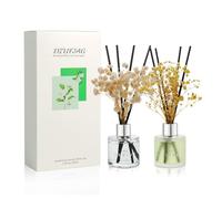 DIUFJAG Té Blanco de Jazmín/Gardenia Difusor de Aroma con 16 Varillas,Difusor de Aceites Esenciales Ambientador para Dormitorio,Oficina,Baño,Estantería 2x50ml