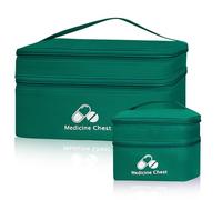 DiULi Botiquín de Primeros Auxilios, 2 Pcs Kit de Primeros Auxilios, Bolsa Botiquin Médico Vacío de Viaje Grande y Pequeño, Bolsa de Tela Portátil para Medicamentos, Caja Almacenaje Médica Vacía,Verde