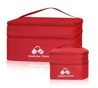 DiULi Botiquín de Primeros Auxilios, 2 Piezas Kit de Primeros Auxilios, Bolsa Botiquin Médico Vacío de Viaje Grande y Pequeño, Bolsa Médica Vacía, Caja Almacenaje Tela Portátil para Medicamentos, Rojo
