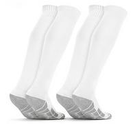 DiULi Calcetines de Futbol, 2 Pares Medias Futbol Blanco, Calcetines Deportivos Antipresion Compresion, Socks Largos de Fútbol Baloncesto Rugby Tenis, Football Socks para Mujer y Hombre(Talla L 38-45)