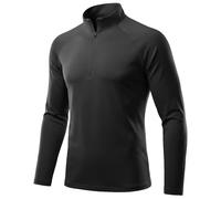 DiULi Camiseta de Manga Larga Hombre, 1/2 Zip Camiseta Deportivas Running con Protección Solar UV, Polo Tops de Ropa Gym, Sudadera Deporte Hombre con Media Cremallera, Camisetas Gimnasio