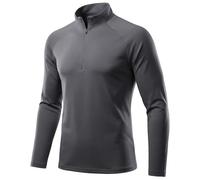 DiULi Camiseta de Manga Larga Hombre, 1/2 Zip Camiseta Deportivas Running con Protección Solar UV, Polo Tops de Ropa Gym, Sudadera Deporte Hombre con Media Cremallera, Camisetas Gimnasio