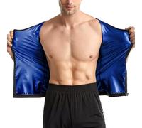 DiULi Camiseta Sauna, Trajes Adelgazantes Compresion con Cremallera, Camiseta Tirantes de Sauna para Hombres, Adelgazante Traje Sauna para Deporte, Sudoración Camisetas de sauna para Running Fitness