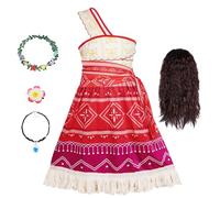 DiULi Disfraz de Polinesia Princesa, Vestido de Aventura Para Niñas, Disfraz de Valentía con Corona Flores,Collar,Pinzas,Pelucas y Cinturones,Vestido Tribal Niña para Hawái,Navidad,Cumpleaños,Carnaval