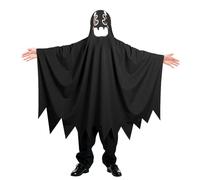DiULi Disfraz Fantasma Niños y Niñas, Disfraz Fantasma de Truco o Trato, Traje Ghost Niño, Cobertura Total de La Cabeza, Túnica de Fantasmas para Halloween, Carnaval y Cosplay, Talla Única (Negro)