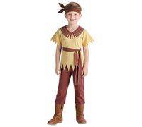 DiULi Disfraz Niño Indio, Disfraces Indigenas Americanos para Niños, Tipo Dividido, Salvaje Oeste, Con Correas para la Cabeza y la Cintura, Traje Conjunto Carnavales para Cosplay de Hijo del Jefe