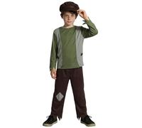 DiULi Disfraz Victoriano Niño, 3 Piezas Disfraces Castañero Niño, Traje Época Victoriano Pobre con Gorro, Pantalones, Top de Manga Larga de Chaleco Falso y Bolsillos Falso para Carnaval y Halloween(S)