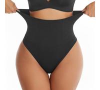 DiULi Fajas Reductoras Mujer, Braga Faja Reductora, Moldeador Braga Postparto de Cintura Alta, Shapewear Bragas con Espalda en T, Adelgazante Pantalón Faja Elástica, Cómodo y Sexy (Negro-L)