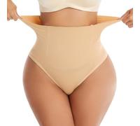 DiULi Fajas Reductoras Mujer, Braga Faja Reductora, Moldeador Braga Postparto de Cintura Alta, Shapewear Bragas con Espalda en T, Adelgazante Pantalón Faja Elástica, Cómodo y Sexy (Color Piel-XL)
