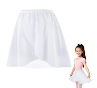 DiULi Falda de Danza Ballet para Niña, Falda Corta Gasa de Baile, Faldas Cruzada de Ballet, Faldas de Bailarina Niñas con Cintura Elástica para Patinaje Artístico, Gimnasia y Latino (Blanco - Talla M)