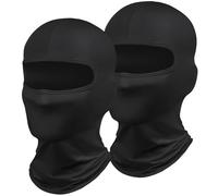 DiULi Máscara de Pasamontañas, Balaclava Hombre, Transpirable, Bufanda para Motocicleta, Bufanda de Verano para el Cuello, Protector UV, Máscara de Esquí Multifuncional, Anti Viento (Negro-2pcs)
