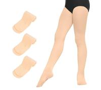 DiULi Medias de Ballet Convertibles para Niña, 90D Medias de Ballet Danza con Agujeros, Medias Pantys sin Costura con Infantil para Danza o Espectáculos, 3Pcs Niños Pantys Estirar (Rosa Carne)