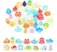 DiULi Mini Animales de Resina Set, 36 Pcs Animales de Resina en Miniatura, Micro Paisaje Decoración Figuras para Casas de Muñecas, Plantas en Macetas, Acuario, Manualidades DIY (Serie del Océano)
