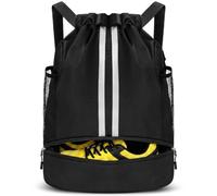 DiULi Mochila Gimnasio Hombre, Mochila Deporte Cuerdas Impermeable, Negro