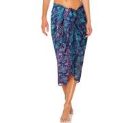 DiULi Playa Falda Envoltura Gasa, 1 Pc Bikini Cubierta Sarong, Falda de Pareo para Mujer, Largo, Chal Verano con Borlas y Patrón de Mandala, Estilo Bohemio, Adecuado para Vacaciones (Azul Pavo Real)