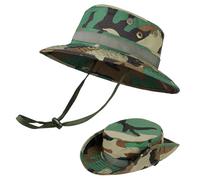 DiULi Sombrero Pescador Hombre, Sombrero Senderismo Ala Ancha, Protección UV, Gorro Pescador Camuflaje Hombre, Sombrero de Montañismo Plegable, Chambergo Militar para Playa Ciclismo Safari (1pc-Verde)
