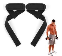 DiULi Straps Gym Hombre y Mujeres, Correas Levantamiento de Pesas, Straps Powerlifting, Muñequeras Gimnasio, Lifting Complemento para Gym Gimnasio, Peso Muerto, Accesorios Fitness (1 par - Negro)