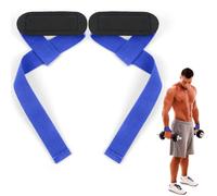DiULi Straps Gym Hombre y Mujeres, Correas Levantamiento de Pesas, Straps Powerlifting, Muñequeras Gimnasio, Lifting Complemento para Gym Gimnasio, Peso Muerto, Accesorios Fitness (1 par - Azul)