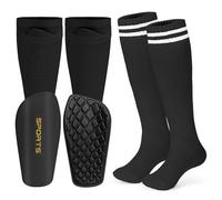DiULi Sujeta Espinilleras Futbol Niño, Mini Espinilleras de Fútbol 8 x 16cm, Espinilleras Pequeñas con Calcetines y Bolsillo para Caneleiras Futbol Criança, Transpirable y Antideslizante(Negro 3pcs S)