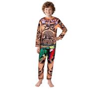 DiULi Tatuajes Disfraz Niños, 2pcs Disfraz de Guerrero Polinesio para Niños, Larga Estampado Top y Pantalones de Hojas, Ropa de Savage para Halloween Carnaval Fiesta Cumpleaños Mascarada Costume (B)
