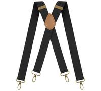 DiULi Tirantes para Pantalones Hombre, 35mm Ancho Tirantes Caballero Adjustable, Braces de Estilo X para Caballero 4 Ganchos-Clips Fuerte, Accesorio Traje Hombre de Business Fiesta Boda (Negro-B)
