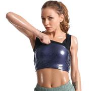DiULi Traje de Sauna, Chaleco de Sauna para Mujer, Camiseta Chaleco para Bajar de Peso, Vest de Fitness con Revestimiento de PU, Acelera la Quema de Calorías y Pierde Peso Sudando (Azul+Negro)