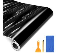 DiULi Vinilo Fibra de Carbono, Película Protectora Adhesivo, Vinilo para Coche, Pelicula de Protección de Pintura con Accesorios, Película Pegatina Autoadhesiva para Auto (Negro Brillante-30 * 152cm)