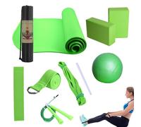 Diuyzoc Conjunto de alfombrillas de yoga, kits de yoga para entrenamiento en casa,Estera de ejercicio con bloques de | Incluye banda de resistencia, banda elástica, equipo de ejercicio para
