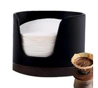 Diuyzoc Dispensador de filtro de café, filtros de papel de pantalla de disco , contenedor portátil a prueba de polvo con tapa, contenedor de madera vintage estilo granja para espresso