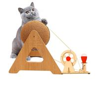 Diuyzoc Juguete Bola Rascador para Gatos | Bola Sisal Rascador - Juguete Interactivo para Gatitos con Manivela Manual Y LED Integrada para Jugar En Interiores Y Exteriores