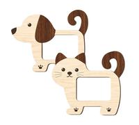 Diuyzoc Marco conmemorativo para mascotas, 2 piezas de madera con forma de gato y perro, marco de fotos, para hombres y mujeres, oficina familiar, escritorio, habitación del hogar