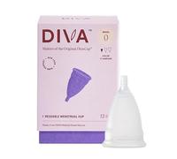 DIVA Cup - Copa de silicona de grado médico para el cuidado del período - Copa menstrual reutilizable - Hasta 12 horas de uso continuo - Modelo 0 (para canales vaginales delgados y usuarios por