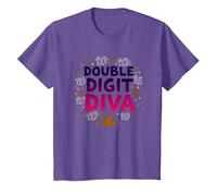 Diva de Doble dígito: celebración de la Reina del décimo cumpleaños Camiseta, Niños, Morado Jaspeado, 3 años