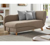 Diván (ángulo inquierdo) convertible de tela marrón con arcón PENELOPE