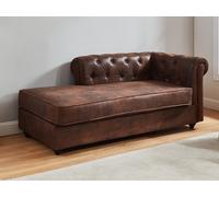 Diván ángulo izquierdo chesterfield SHIREL de microfibra con aspecto del piel envejecido