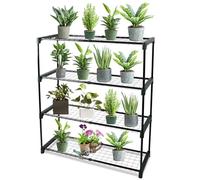 DIVCHI Estantes de almacenamiento de jardín de 4 niveles, estantería de invernadero, estante de cobertizo, estantes para plantas, estante de garaje, escenario de invernadero, fácil montaje sin
