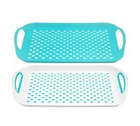 DIVCHI Juego de 2 bandejas para Servir, Tablas Antideslizantes con Asas de Agarre, Ideal para preparación de Alimentos, té, Desayuno en la Cama, Bandeja de plástico para Comedor Estable, Apto para