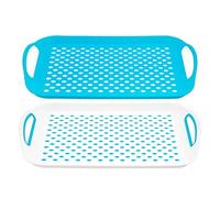 DIVCHI Juego de 2 bandejas para Servir, Tablas Antideslizantes con Asas de Agarre, Ideal para preparación de Alimentos, té, Desayuno en la Cama, Bandeja de plástico para Comedor Estable, Apto para
