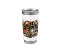 Dive Deep Dream Big - Casco de buceo vintage náutico Vaso térmico de acero inoxidable de doble pared