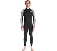 Dive Skin - Protector de erupción de cuerpo completo para mujeres y hombres, traje de baño deportivo con cremallera frontal, una pieza para buceo, surf, kayak, Hombre Negro, XXX-Large